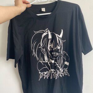 Oversized Romwe Black Anime T-Shirt